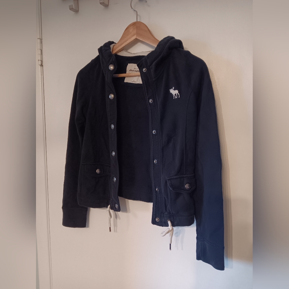 Abercrombie & Finch Navy Blue Hoodie with Embroidered Logo